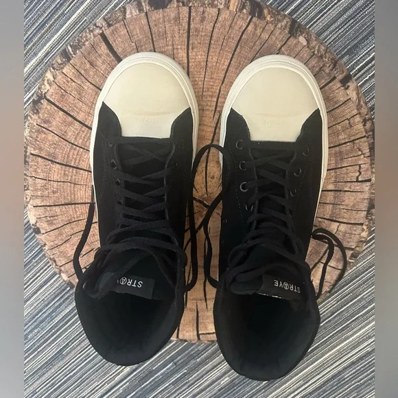 🆕Straye Venice Black Bone Suede Hightop Skate Board Shoes Men’s 8 Women’s 9.5 - Picture 3 of 7